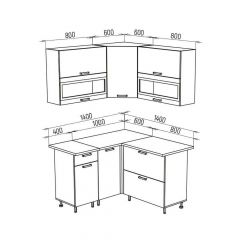 ТЕХНО Кухонный гарнитур угловой 1,4х1,4 м Компоновка №2 | фото 8