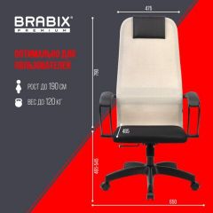 Кресло BRABIX PREMIUM "Ultimate EX-800" пластик, плотная двойная сетка Х2, черное/бежевое, 532916 | фото 6